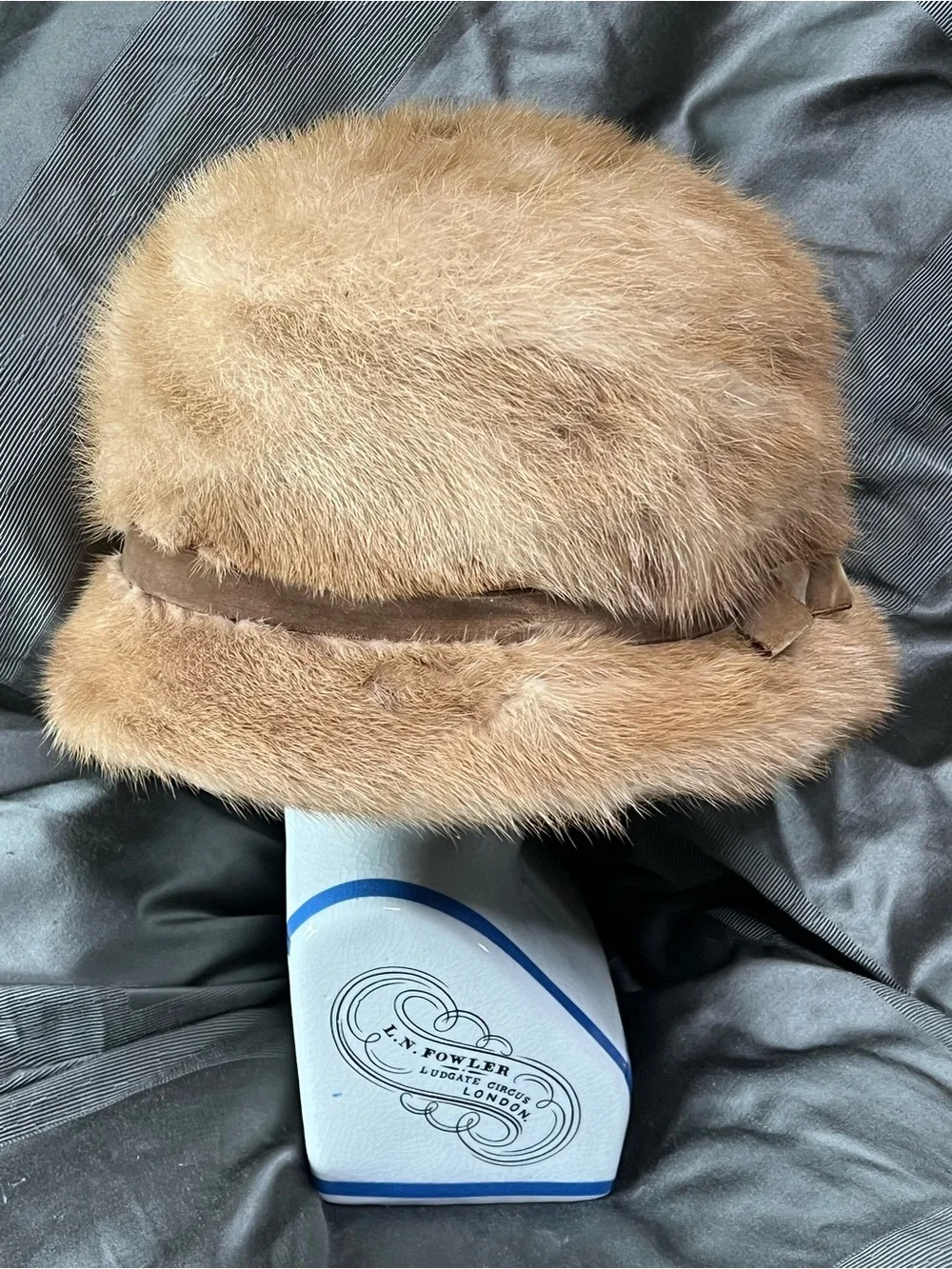 Women's Blonde Mink Fur Cloche Hat with Bow